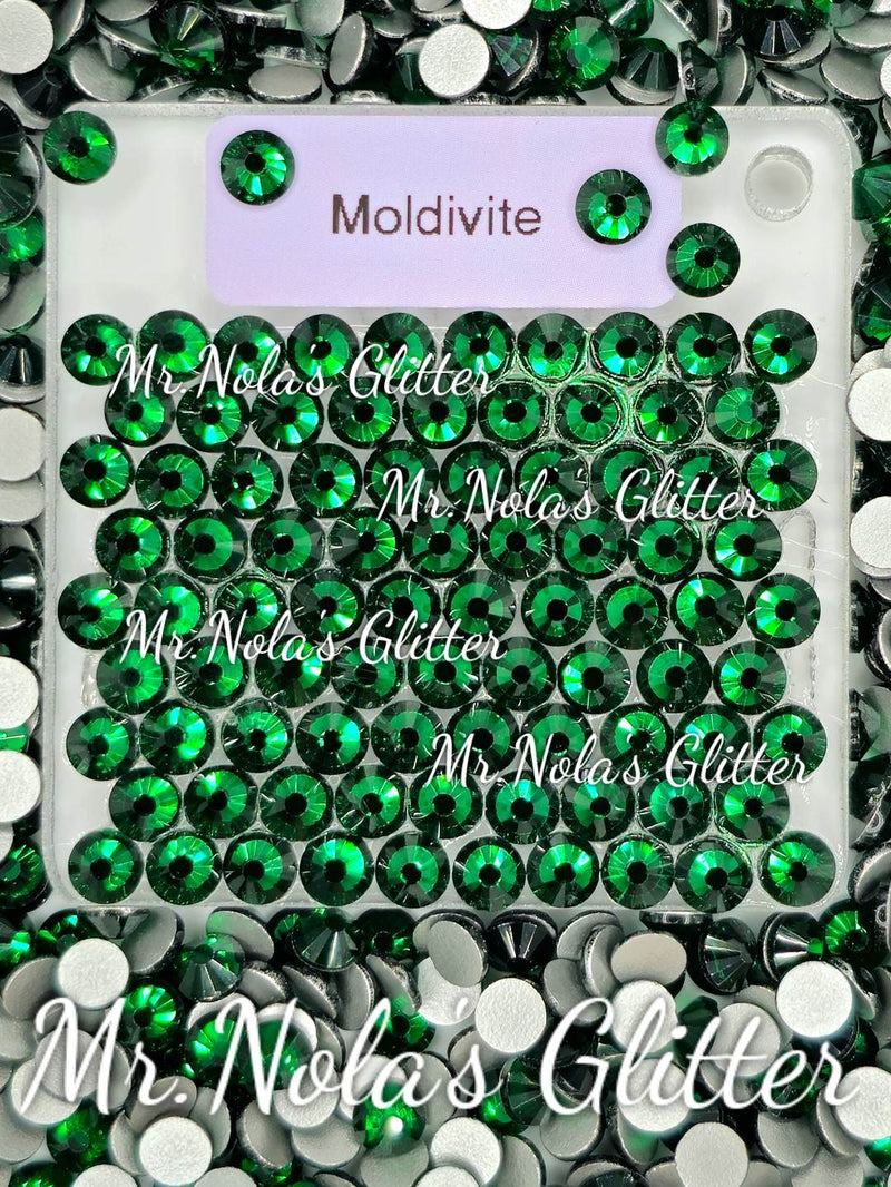 MNG Rocks Emerald/  Moldivite Glass Rhinestone