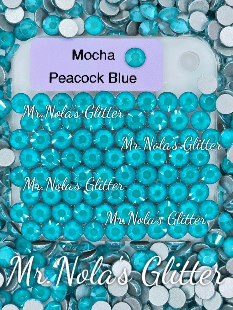 MNG Rocks Mocha Peacock Blue Glass Rhinestone