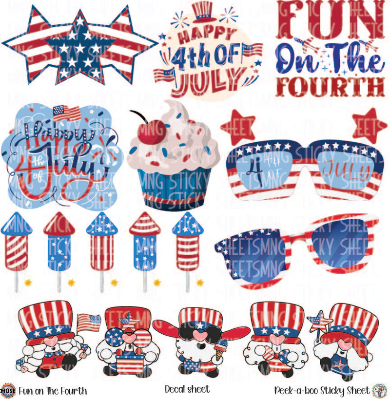 MNG Sticky Sheet Decals **Fun on The Fourth**