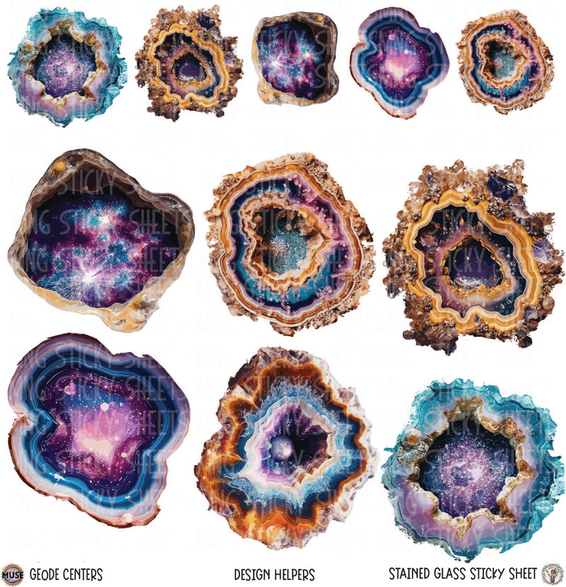 MNG Sticky Sheet Decals **Geode Centers-Design Helpers**