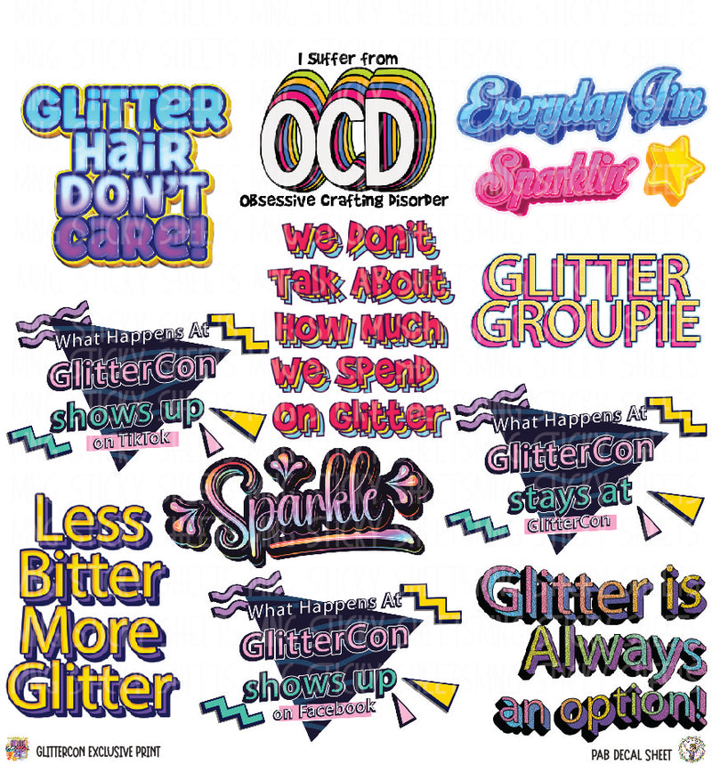 MNG Sticky Sheet Decals **GlitterCon Exclusive Decals Glitter Hair**