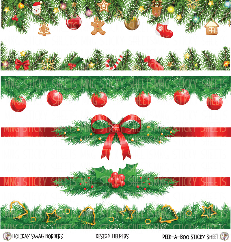 MNG Sticky Sheet Decals **Holiday Swag Borders-Design Helpers**