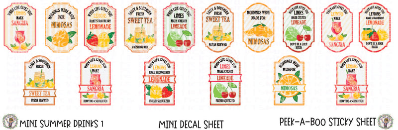 MNG Sticky Sheet Decals **Mini Summer Drinks 1*