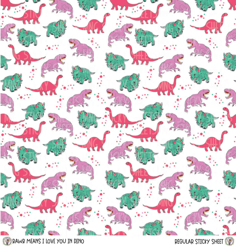 MNG Sticky Sheet Singles **Rawr Means I Love You in Dino**