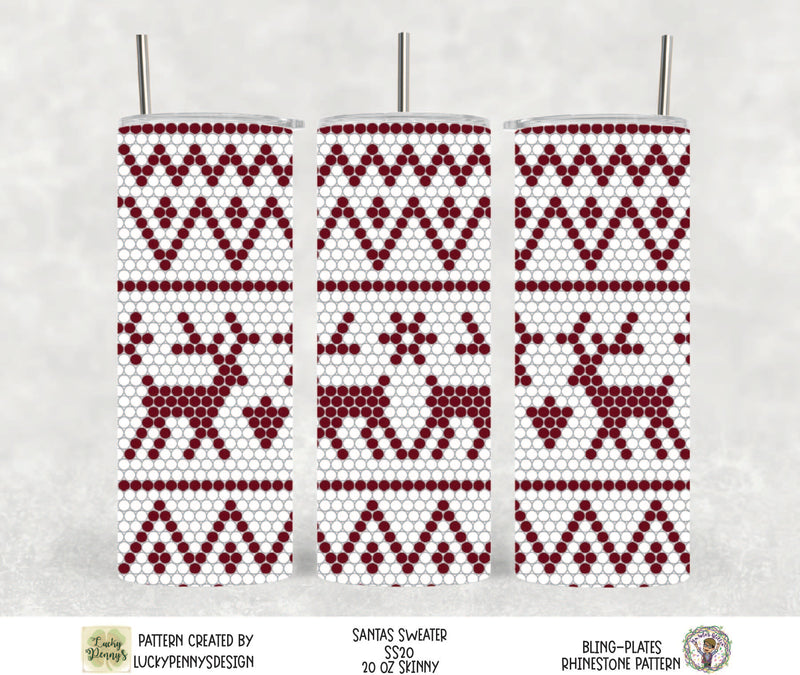 MNG Bling-Plates Rhinestone Patterns ** Santa's Sweater ** *SS20* 20oz Skinny