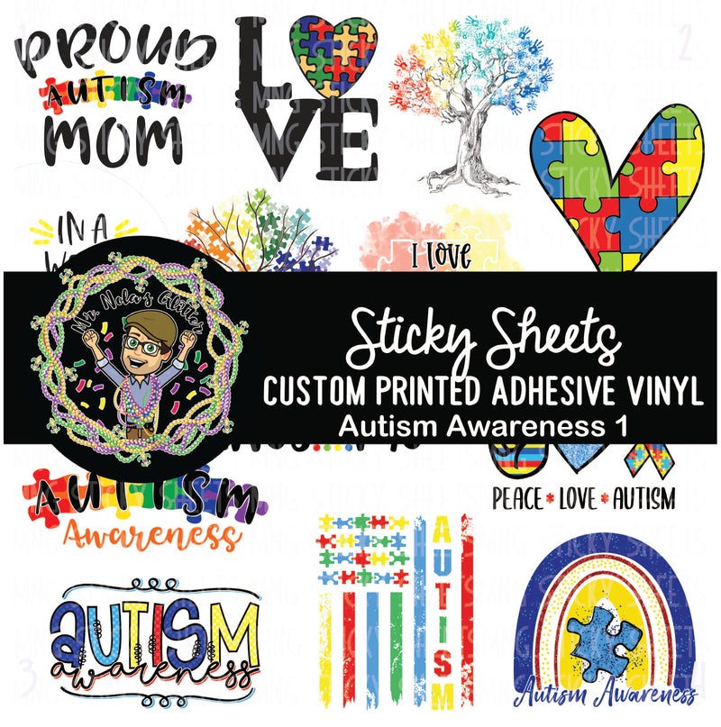 MNG Sticky Sheet Decals **Autism Awareness 1**