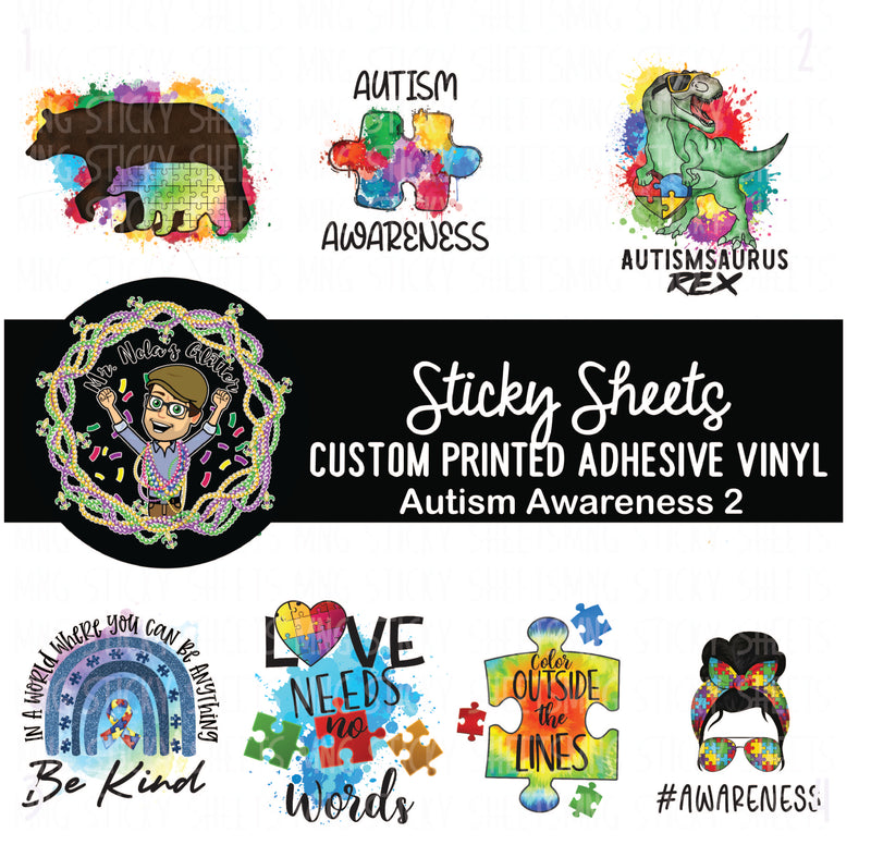 MNG Sticky Sheet Decals **Autism Awareness 2**
