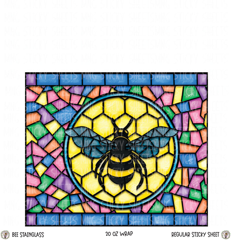 MNG Sticky Sheet Wraps **Bee Stained glass 20oz wrap**