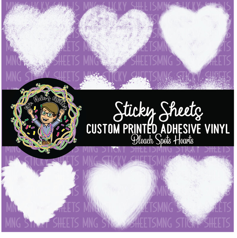 MNG Sticky Sheet Decals **Power Wash/Bleach Spots Hearts**