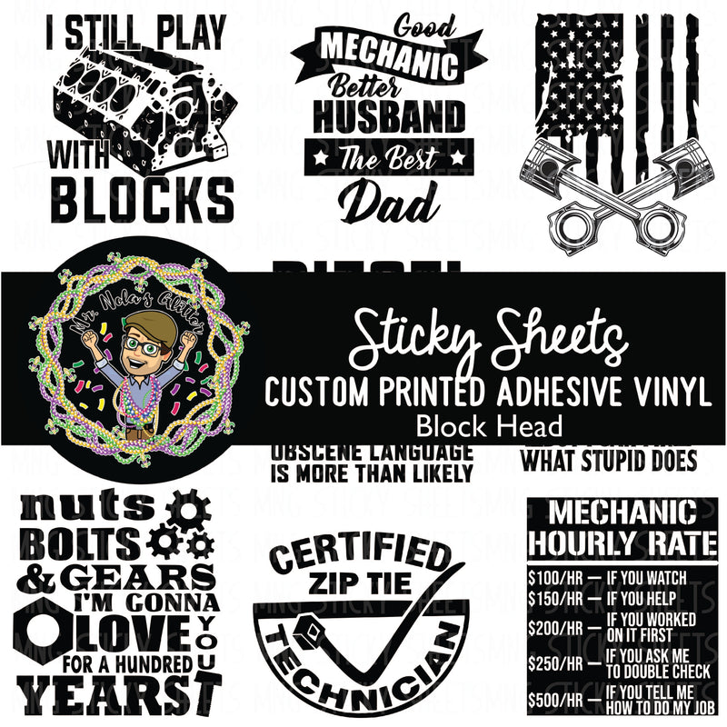 MNG Sticky Sheet Decals **Block Head**