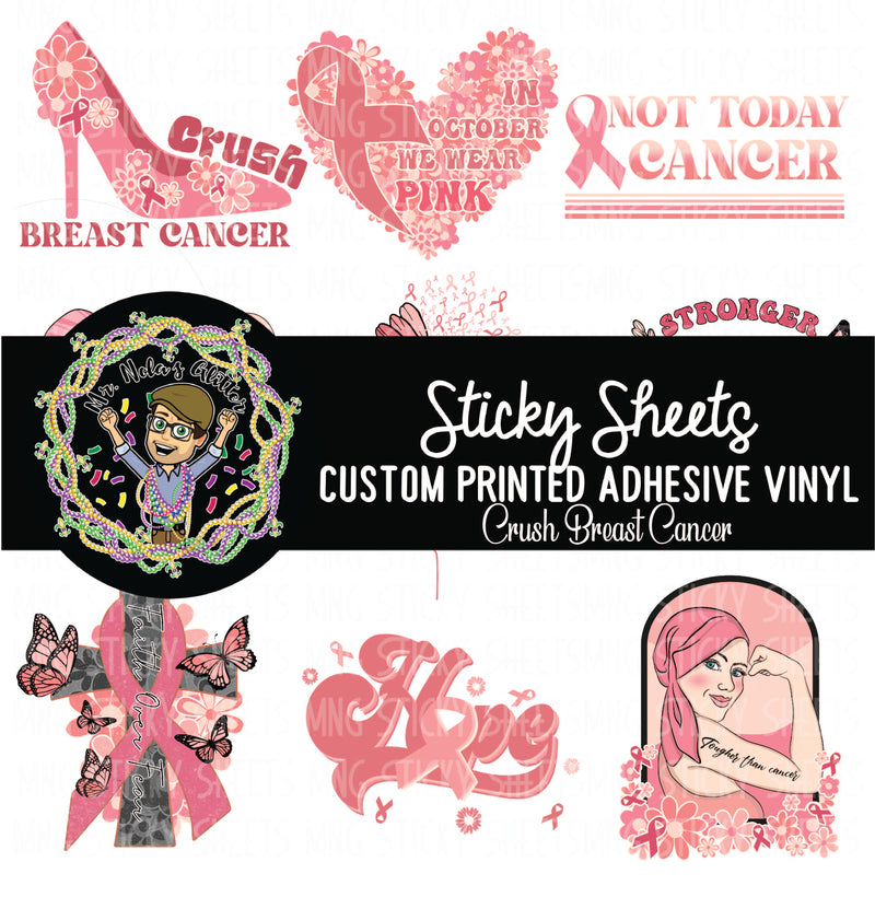 MNG Sticky Sheet Decals **Crush Breast Cancer**