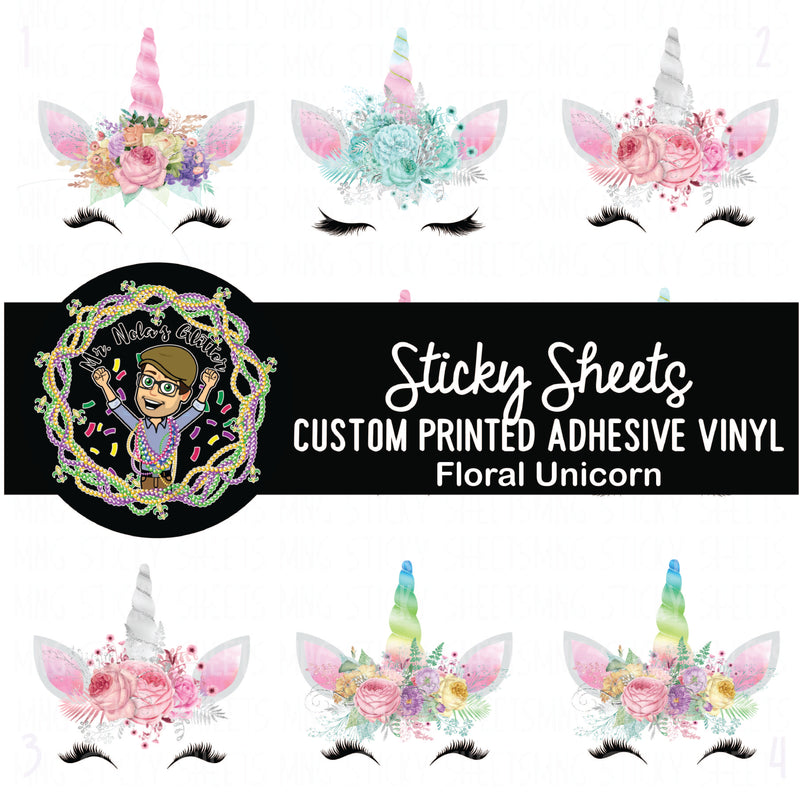 MNG Sticky Sheet Decals **Floral Unicorn**