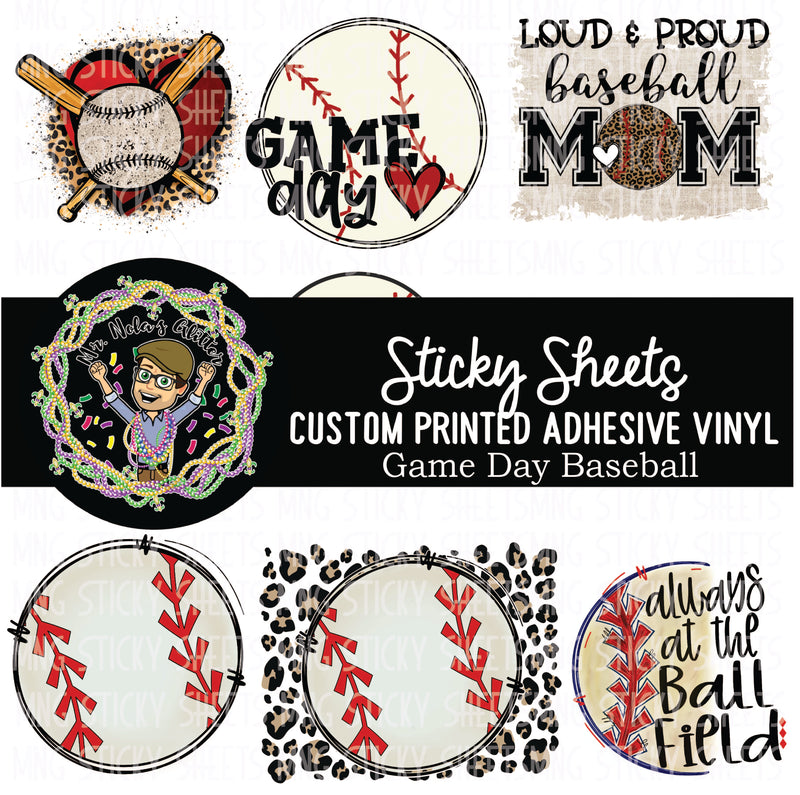 MNG Sticky Sheet Decals ** Game Day-Baseball **