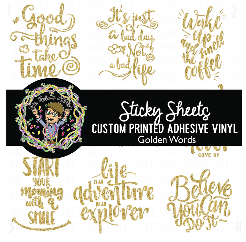 MNG Sticky Sheet Decals **Golden Words**