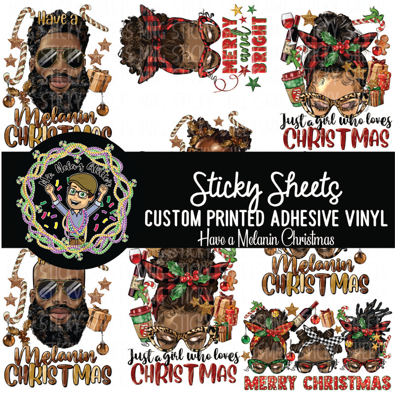 MNG Sticky Sheet Decals **Have A Melanin Christmas**