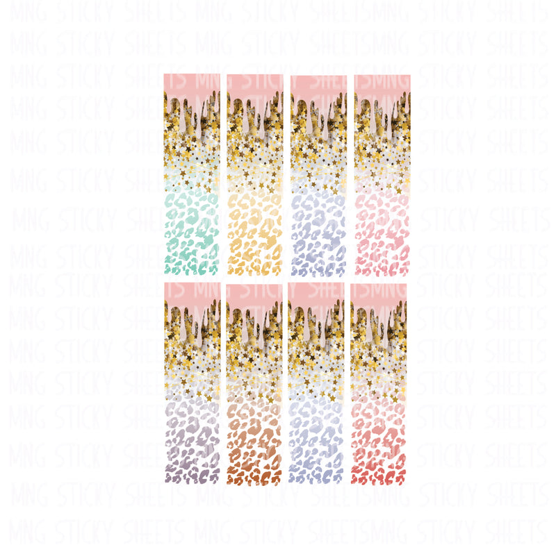 MNG Sticky Sheet Pen Wrap Sheets **Leopard Glitter Drip-SM**
