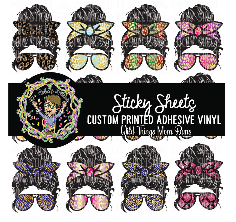 MNG Sticky Sheet Decals **Wild Thing Mom Buns**