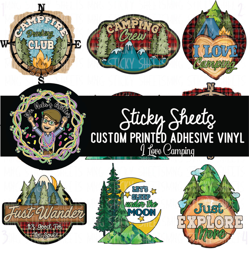 MNG Sticky Sheet Decals **I Love Camping**