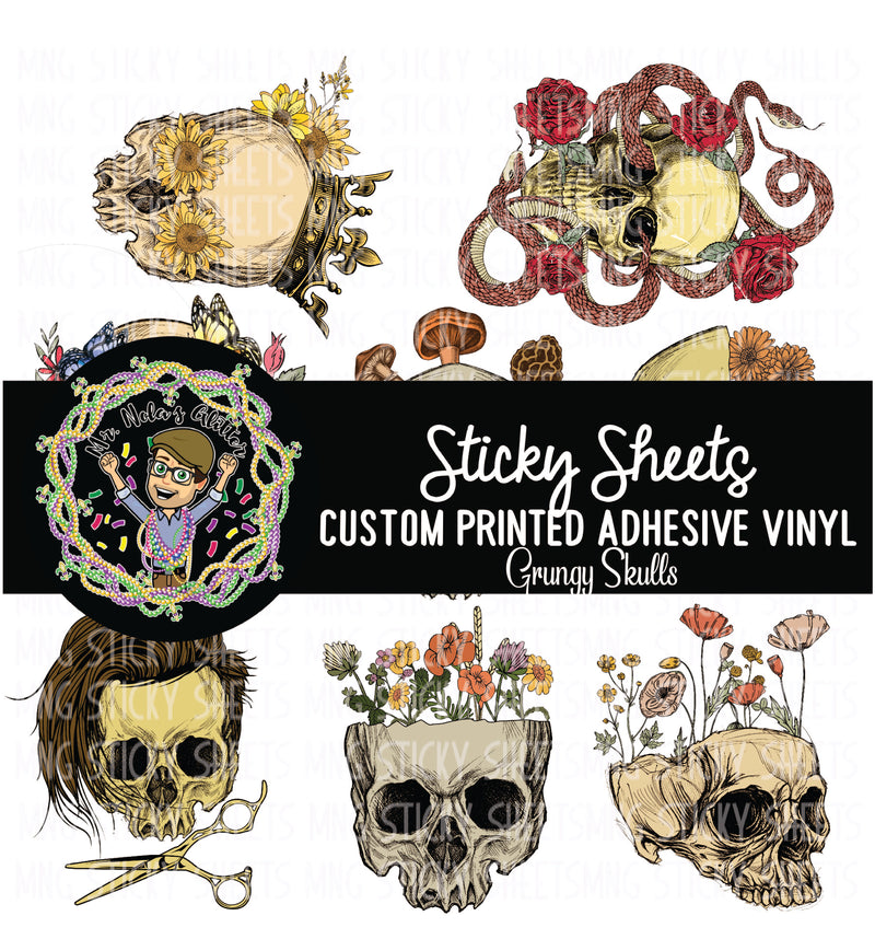 MNG Sticky Sheet Decals **Grungy Skulls**