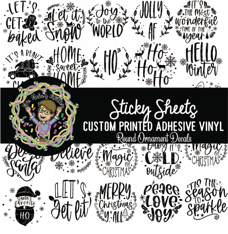 MNG Sticky Sheet Decals **Holiday Ornament Rounds**