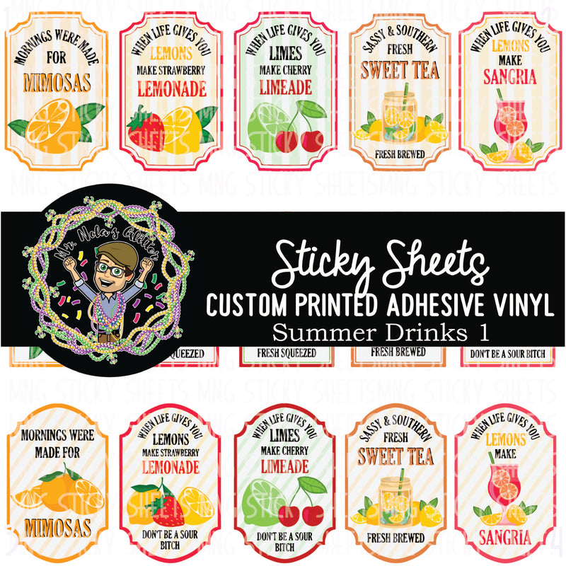 MNG Sticky Sheet Decals **Summer Drink Labels 1**