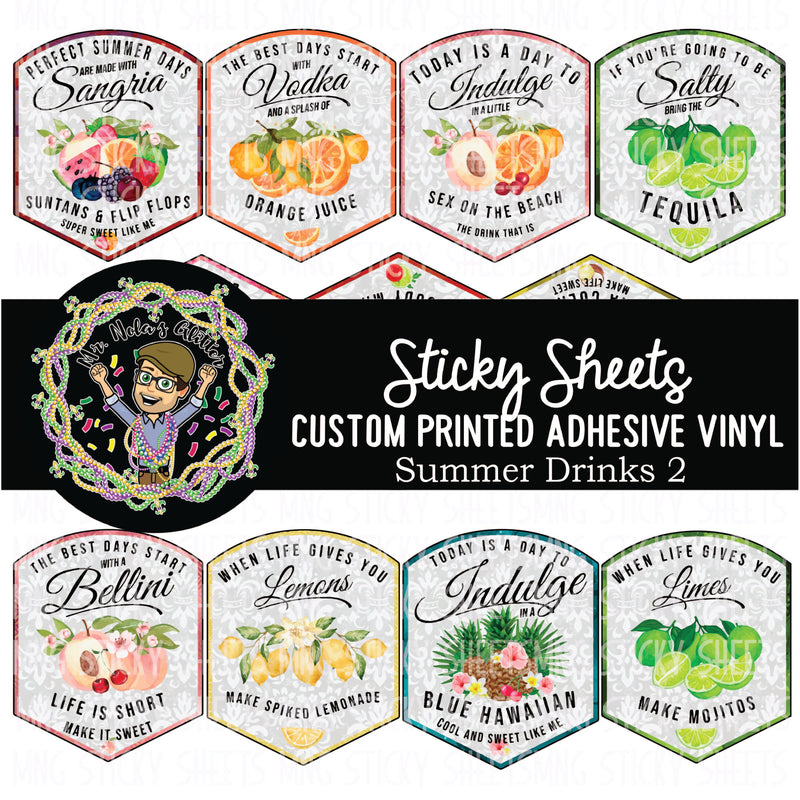 MNG Sticky Sheet Decals **Summer Drink Labels 2**