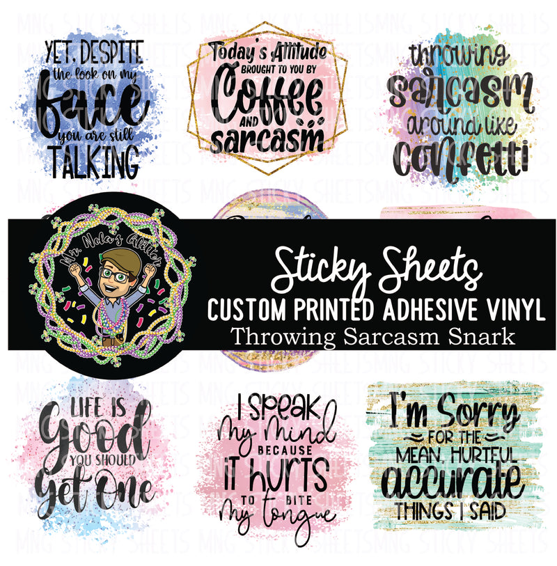 MNG Sticky Sheet Decals **Throwing Sarcasm**