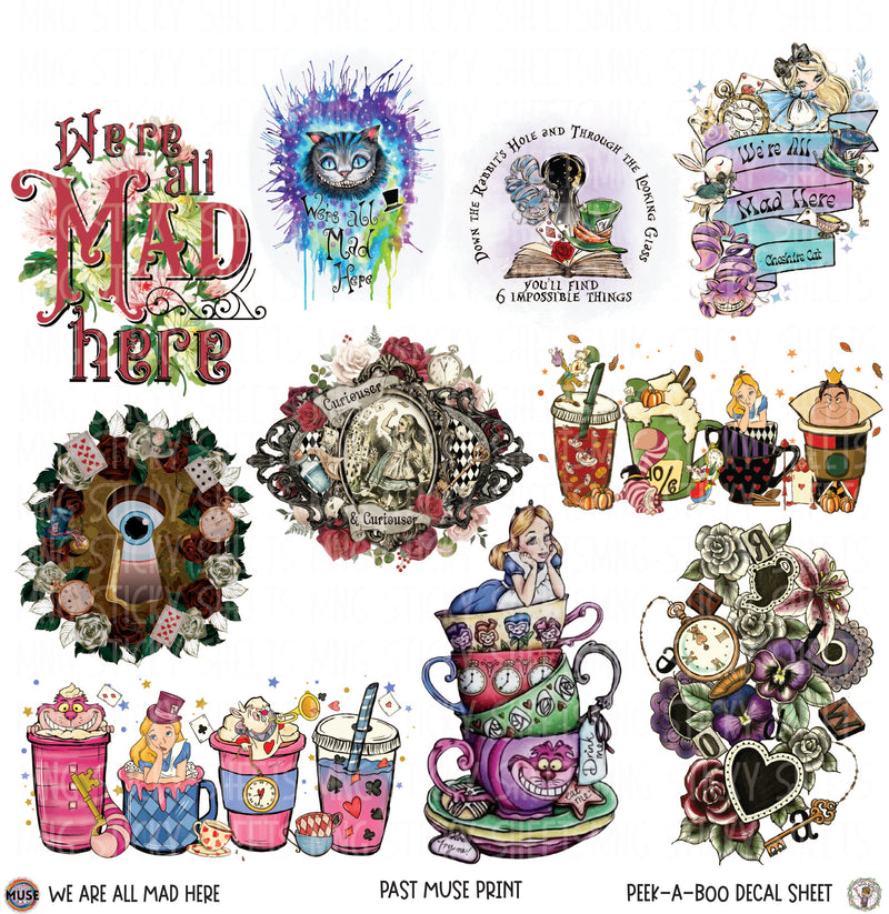 MNG Sticky Sheet Decals **We are all Mad Here Decal**